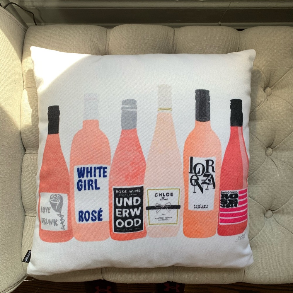 Society 6 Colorful Wine Bottles Pillow - Pink and Black
